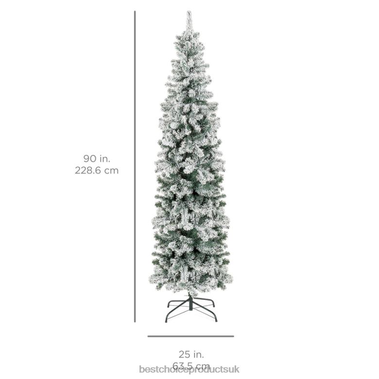 Seasonal Best Choice ProductsSnow Flocked Artificial Pencil Christmas Tree N62R195 Stand