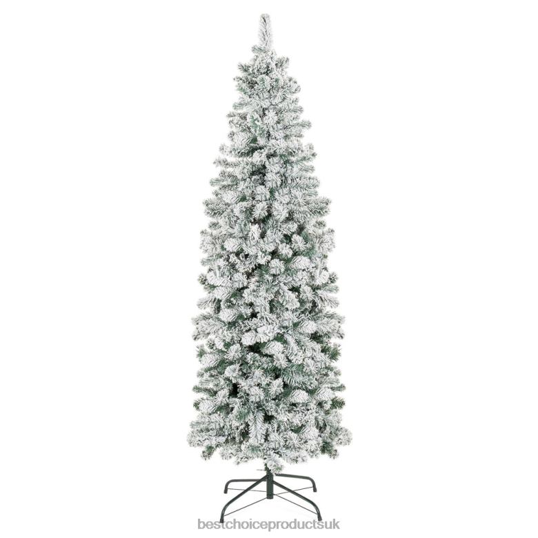 Seasonal Best Choice ProductsSnow Flocked Artificial Pencil Christmas Tree N62R196 Stand