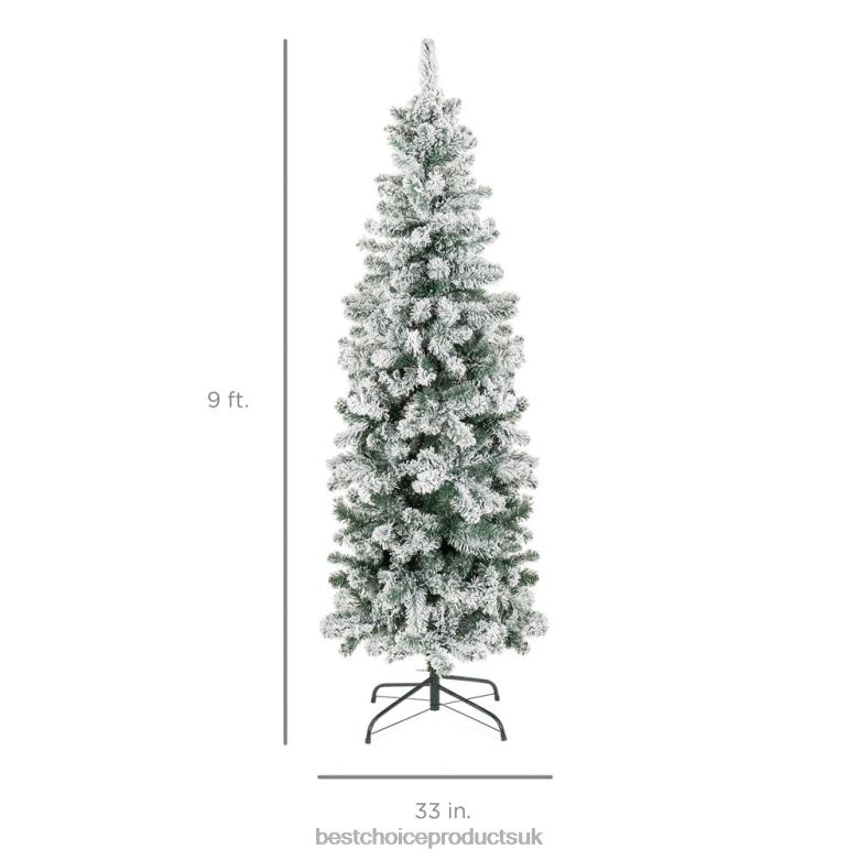 Seasonal Best Choice ProductsSnow Flocked Artificial Pencil Christmas Tree N62R196 Stand
