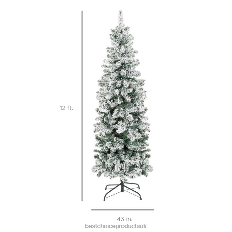 Seasonal Best Choice ProductsSnow Flocked Artificial Pencil Christmas Tree N62R197 Stand