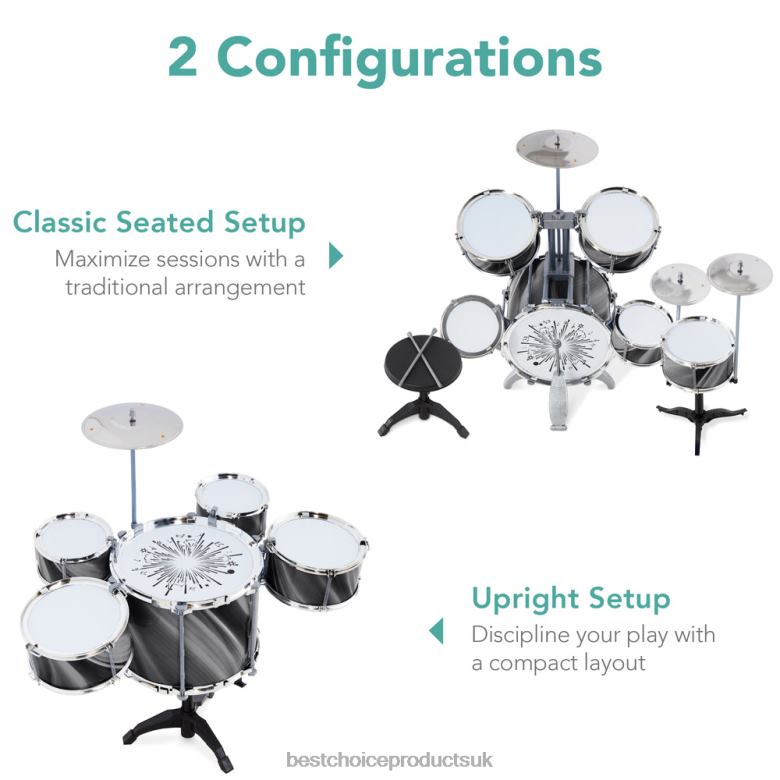 Toy & Game | Best Choice Products18-Piece Kids Beginner Drum Kit, Musical Instrument Toy Set w/ LED Lights N62R563 Black