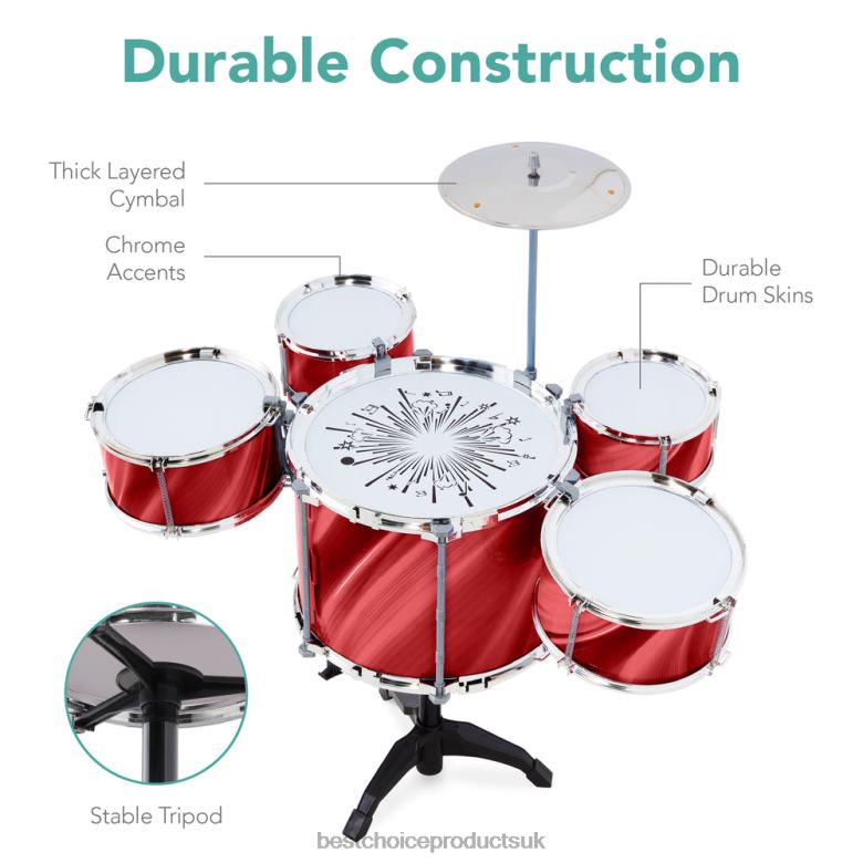 Toy & Game | Best Choice Products18-Piece Kids Beginner Drum Kit, Musical Instrument Toy Set w/ LED Lights N62R564 Red