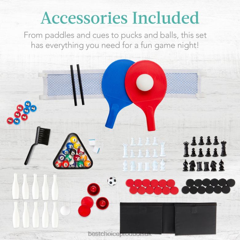 Toy & Game | Best Choice Products11-in-1 Combo Game Set w/ Ping Pong, Foosball, Air Hockey, 5 Storage Bags N62R1010 Light Wood