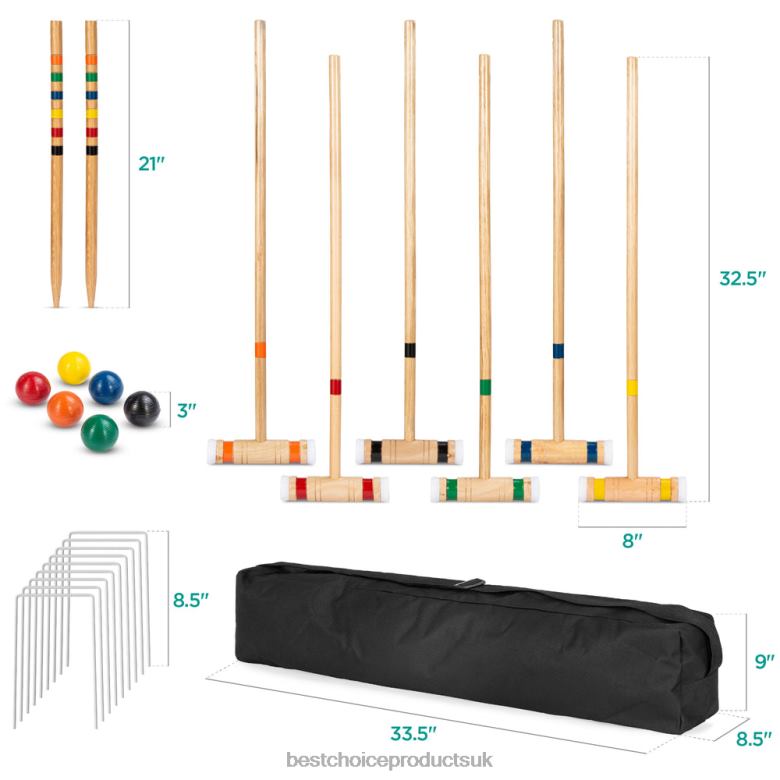 Toy & Game | Best Choice Products6-Player Wood Croquet Set w/ 6 Mallets, 6 Balls, Wickets, Stakes, Bag N62R1027 Multicolor