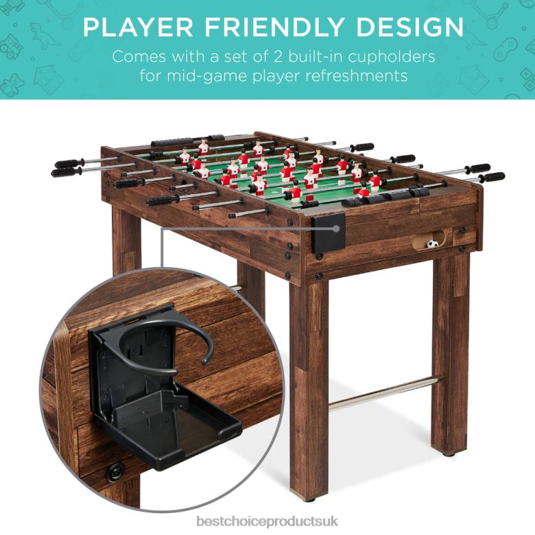 Toy & Game | Best Choice ProductsFoosball Game Table, Arcade Table Soccer w/ 2 Cup Holders, 2 Balls N62R549 Dark Brown