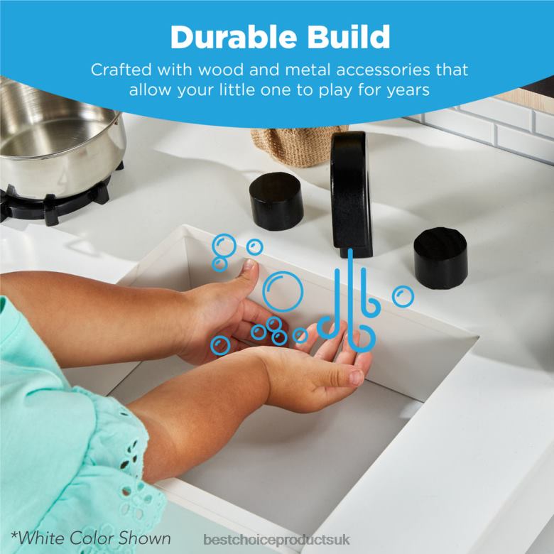 Toy & Game | Best Choice ProductsKids Farmhouse Play Kitchen w/ Chalkboard, Storage Shelves, 5 Accessories N62R299 Beveled White