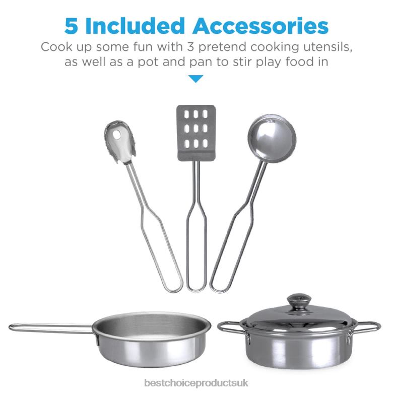 Toy & Game | Best Choice ProductsKids Farmhouse Play Kitchen w/ Chalkboard, Storage Shelves, 5 Accessories N62R299 Beveled White