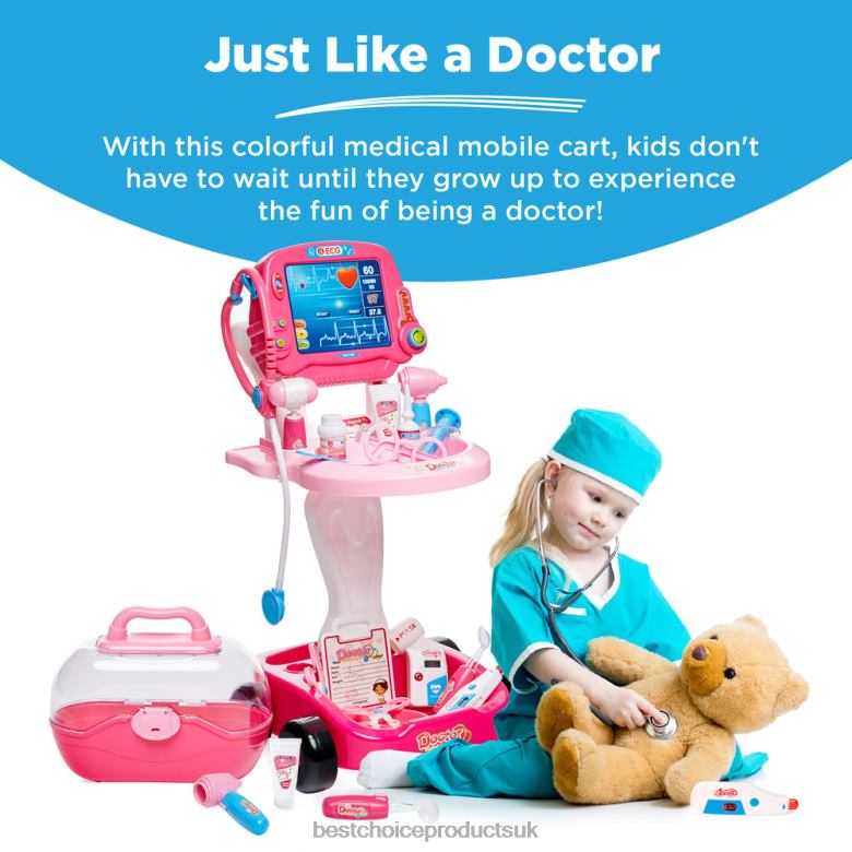 Toy & Game | Best Choice ProductsPlay Doctor Kit for Kids, Boys & Girls with 17 Accessories, Mobile Cart N62R273 Pink