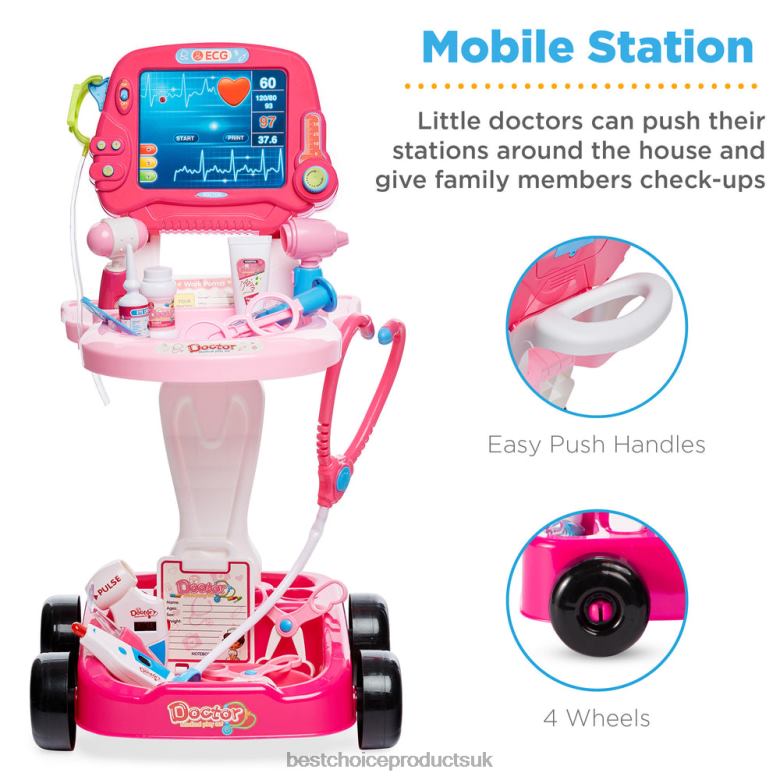Toy & Game | Best Choice ProductsPlay Doctor Kit for Kids, Boys & Girls with 17 Accessories, Mobile Cart N62R273 Pink