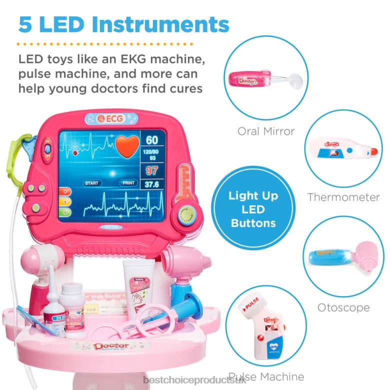 Toy & Game | Best Choice ProductsPlay Doctor Kit for Kids, Boys & Girls with 17 Accessories, Mobile Cart N62R273 Pink
