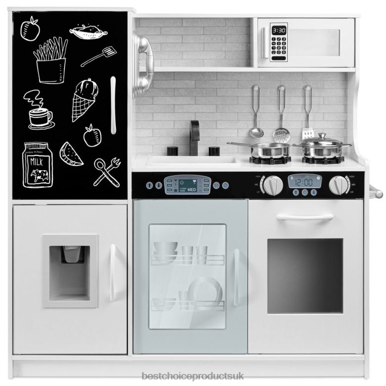 Toy & Game | Best Choice ProductsPretend Play Kitchen Wooden Toy Set for Kids with 11 Accessories N62R290 White