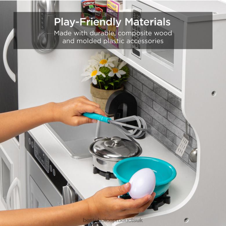 Toy & Game | Best Choice ProductsPretend Play Kitchen Wooden Toy Set for Kids with 11 Accessories N62R290 White