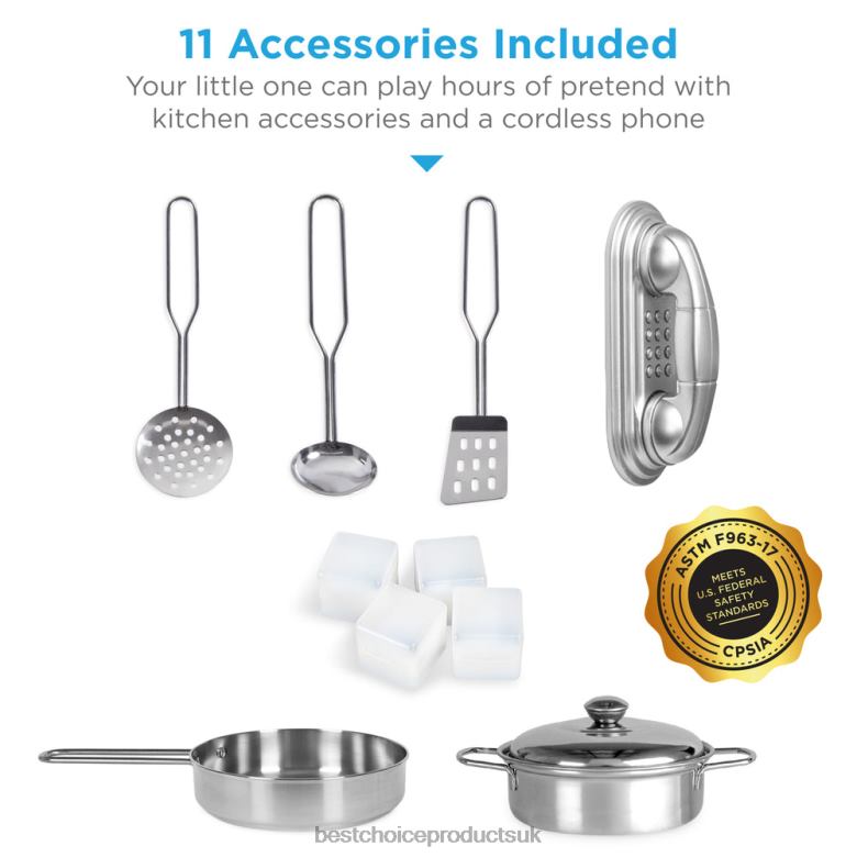 Toy & Game | Best Choice ProductsPretend Play Kitchen Wooden Toy Set for Kids with 11 Accessories N62R290 White