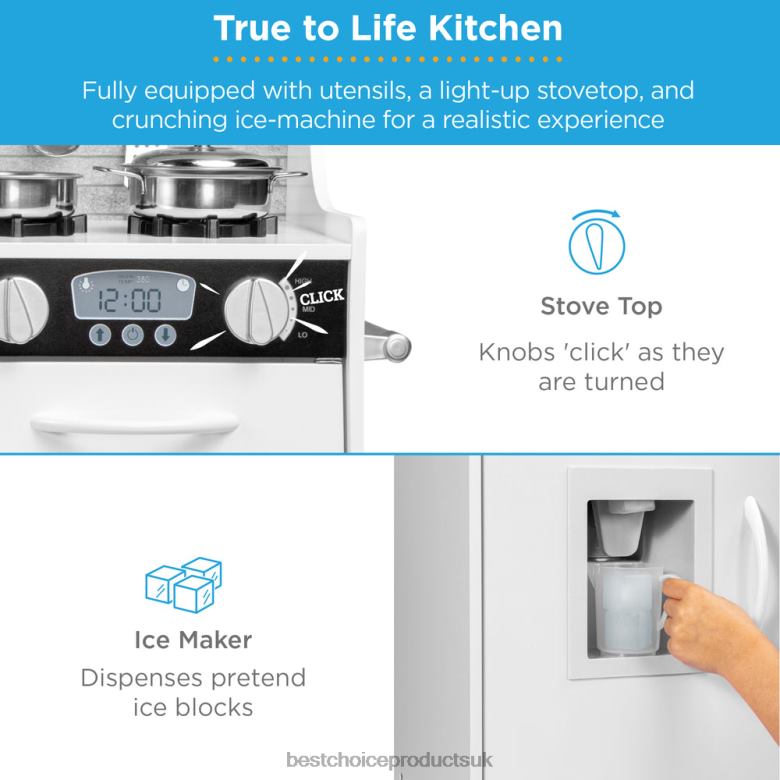 Toy & Game | Best Choice ProductsPretend Play Kitchen Wooden Toy Set for Kids with 11 Accessories N62R290 White