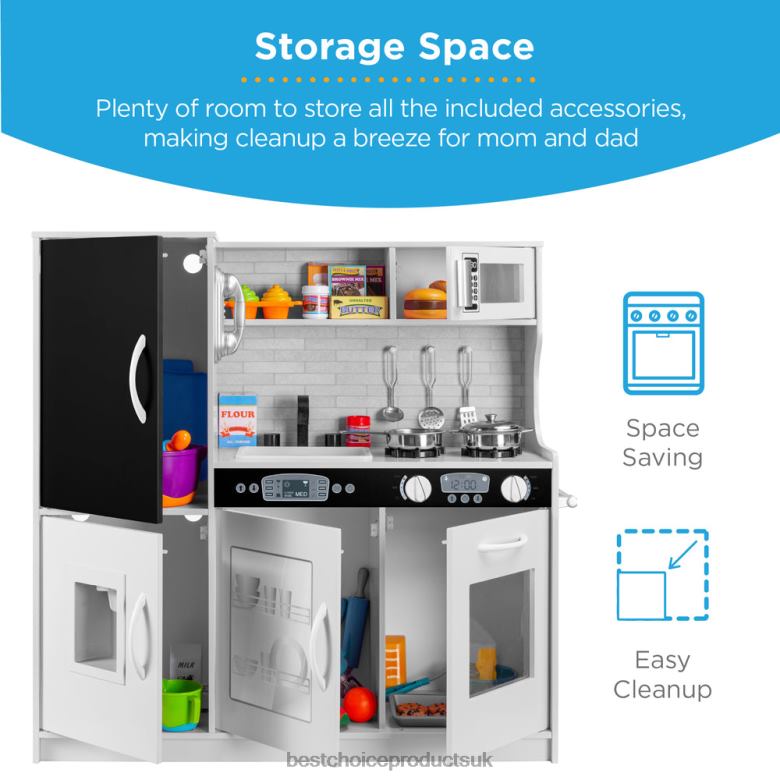 Toy & Game | Best Choice ProductsPretend Play Kitchen Wooden Toy Set for Kids with 11 Accessories N62R290 White