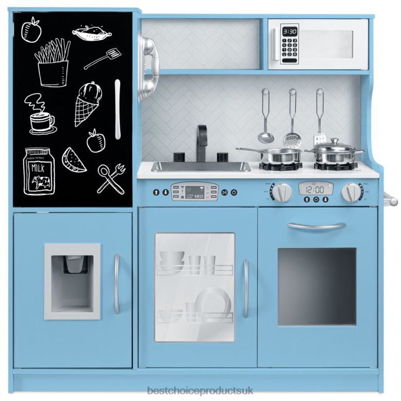Toy & Game | Best Choice ProductsPretend Play Kitchen Wooden Toy Set for Kids with 11 Accessories N62R292 Blue