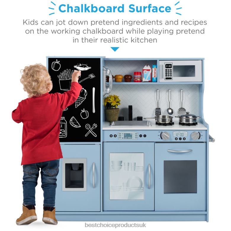 Toy & Game | Best Choice ProductsPretend Play Kitchen Wooden Toy Set for Kids with 11 Accessories N62R292 Blue