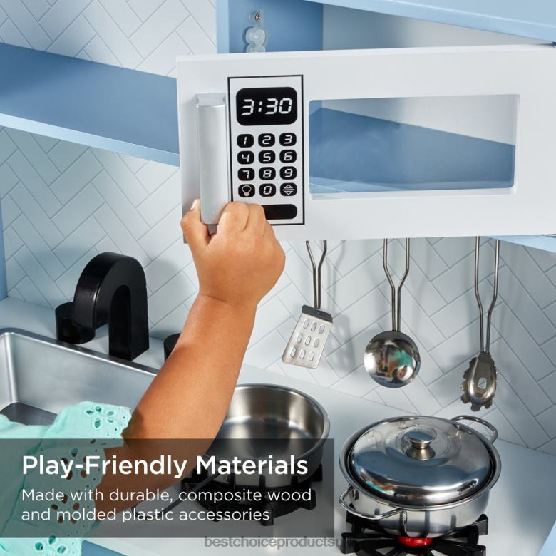 Toy & Game | Best Choice ProductsPretend Play Kitchen Wooden Toy Set for Kids with 11 Accessories N62R292 Blue