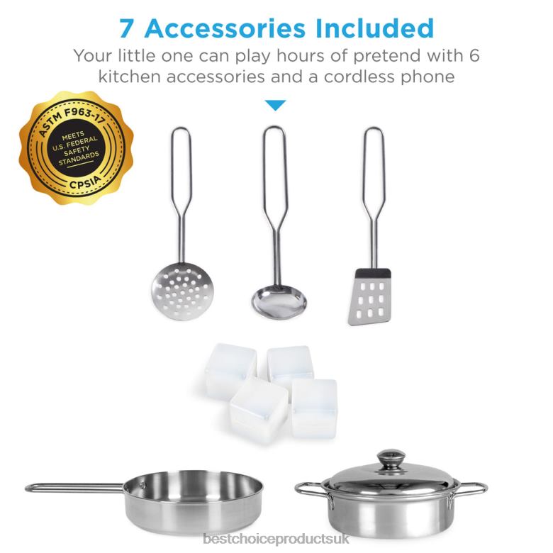 Toy & Game | Best Choice ProductsPretend Play Kitchen Wooden Toy Set for Kids with 11 Accessories N62R292 Blue