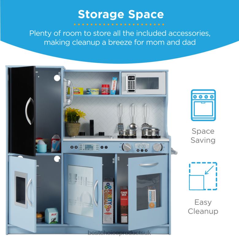 Toy & Game | Best Choice ProductsPretend Play Kitchen Wooden Toy Set for Kids with 11 Accessories N62R292 Blue