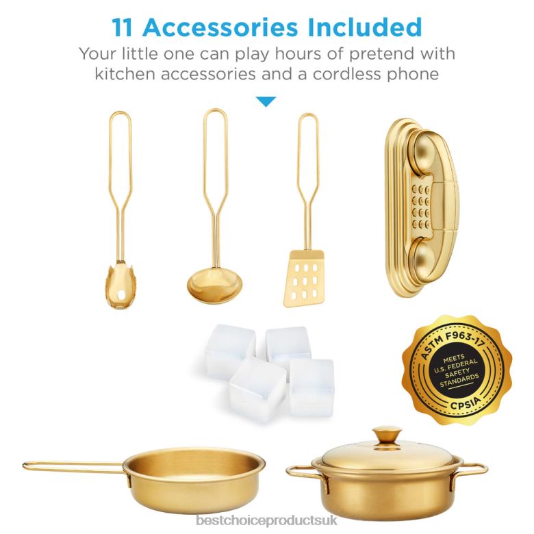 Toy & Game | Best Choice ProductsPretend Play Kitchen Wooden Toy Set for Kids with 11 Accessories N62R295 Pink Floral