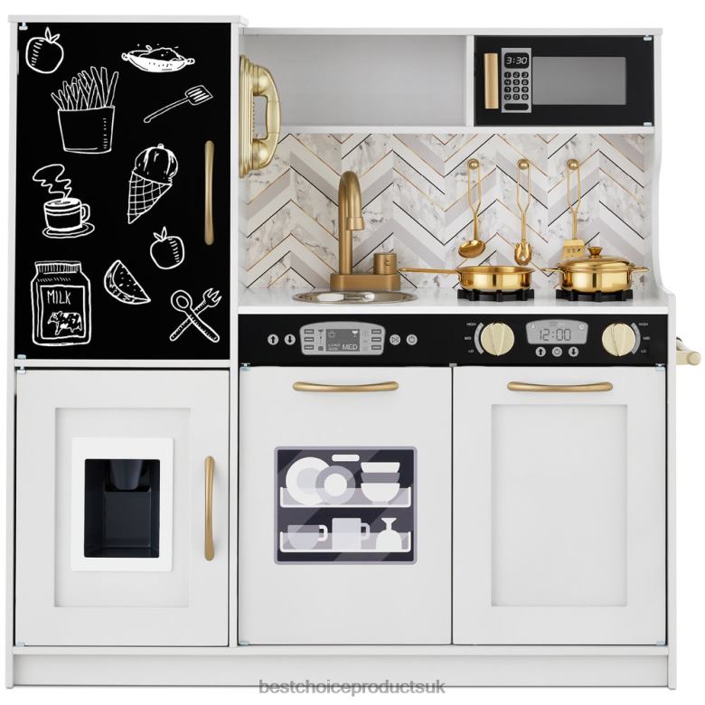 Toy & Game | Best Choice ProductsPretend Play Kitchen Wooden Toy Set for Kids with 11 Accessories N62R296 White Bevel