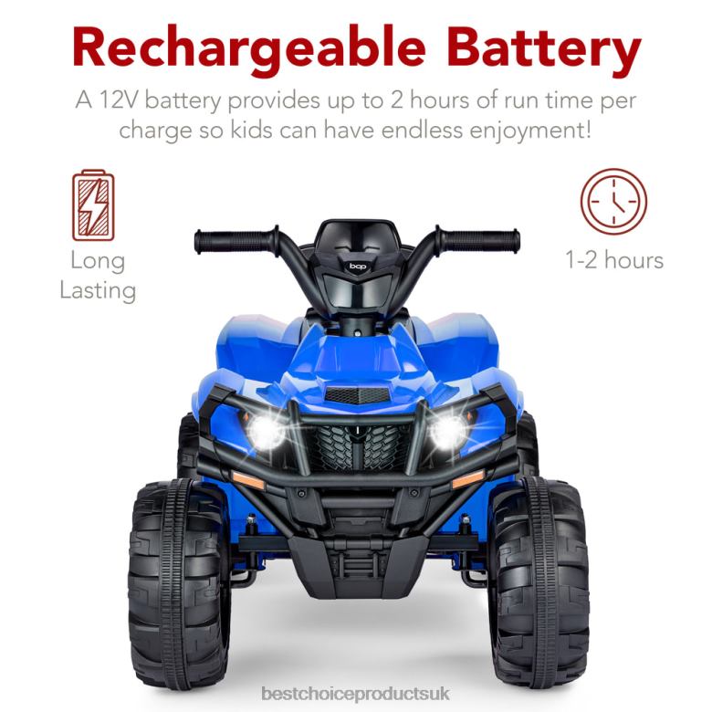 Toy & Game | Best Choice Products12V Kids Ride-On 4-Wheeler Quad ATV Car w/ 2.4mph Max, Bluetooth, Headlights N62R278 Blue