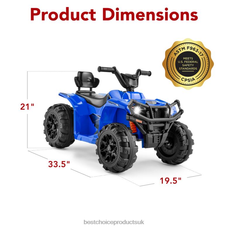 Toy & Game | Best Choice Products12V Kids Ride-On 4-Wheeler Quad ATV Car w/ 2.4mph Max, Bluetooth, Headlights N62R278 Blue