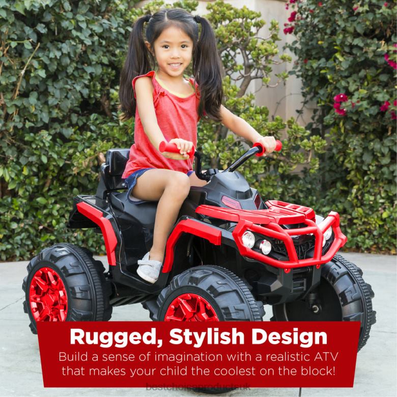 Toy & Game | Best Choice Products12V Kids Ride-On 4-Wheeler Quad ATV Car w/ 3.7mph Max, Bluetooth, Headlights N62R497 Red