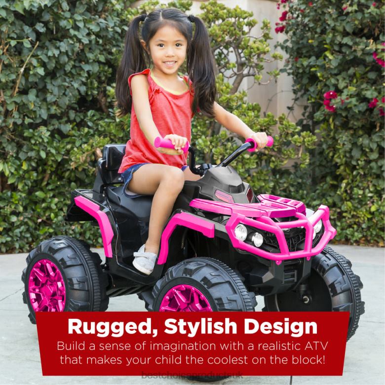Toy & Game | Best Choice Products12V Kids Ride-On 4-Wheeler Quad ATV Car w/ 3.7mph Max, Bluetooth, Headlights N62R501 Hot Pink