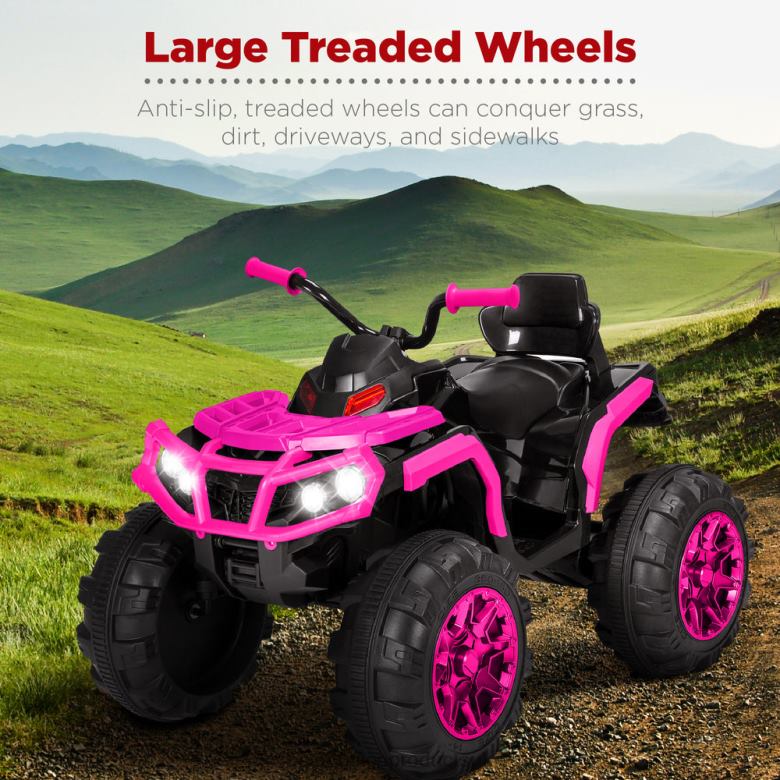 Toy & Game | Best Choice Products12V Kids Ride-On 4-Wheeler Quad ATV Car w/ 3.7mph Max, Bluetooth, Headlights N62R501 Hot Pink