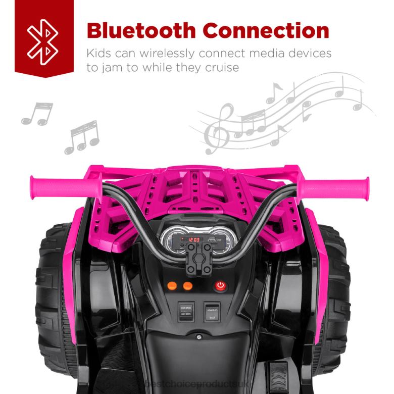 Toy & Game | Best Choice Products12V Kids Ride-On 4-Wheeler Quad ATV Car w/ 3.7mph Max, Bluetooth, Headlights N62R501 Hot Pink
