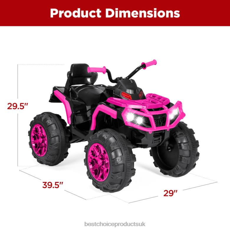 Toy & Game | Best Choice Products12V Kids Ride-On 4-Wheeler Quad ATV Car w/ 3.7mph Max, Bluetooth, Headlights N62R501 Hot Pink