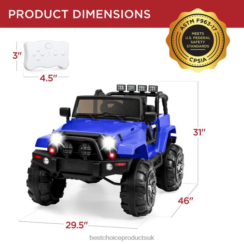 Toy & Game | Best Choice Products12V Kids Ride-On Truck Car Toy w/ 3 Speeds, LED, Remote, Bluetooth N62R534 Blue