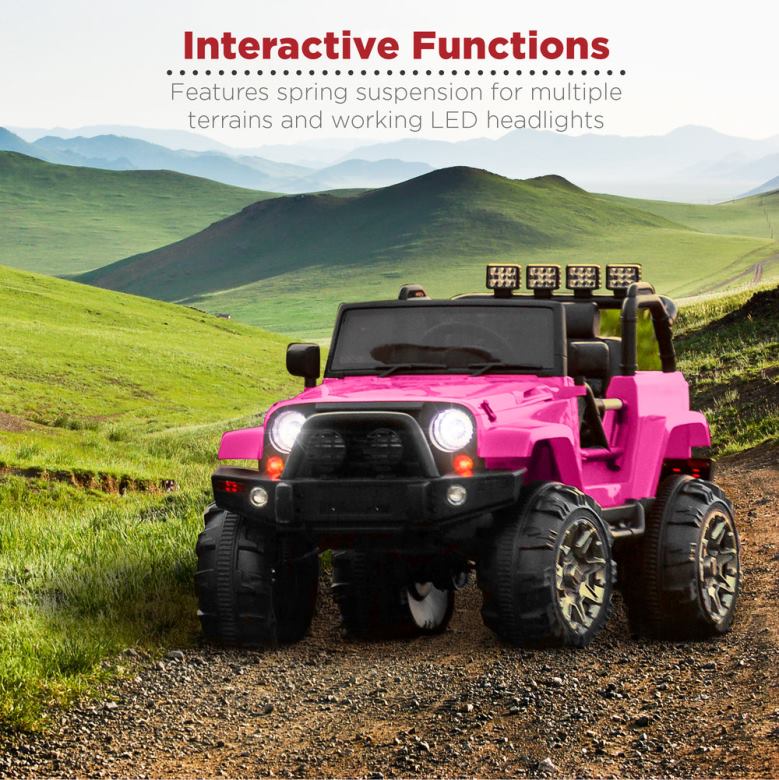 Toy & Game | Best Choice Products12V Kids Ride-On Truck Car Toy w/ 3 Speeds, LED, Remote, Bluetooth N62R541 Hot Pink