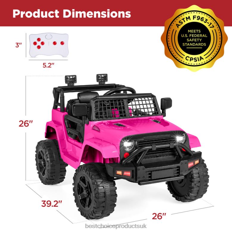 Toy & Game | Best Choice Products12V Kids Ride-On Truck Car w/ Parent Remote Control, Spring Suspension N62R492 Hot Pink