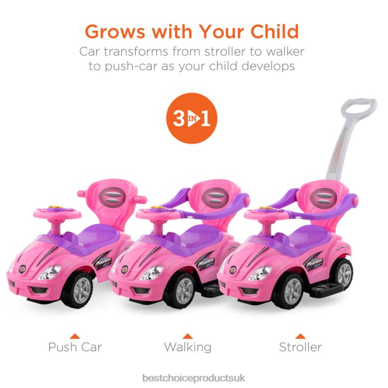 Toy & Game | Best Choice Products3-in-1 Kids Push Car w/ Handle and Horn N62R1001 Pink