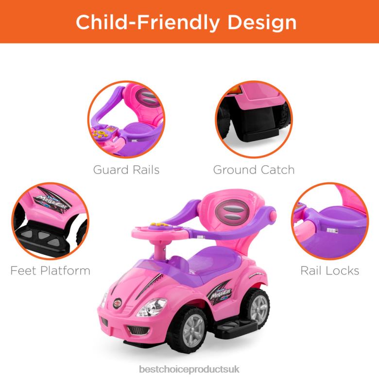 Toy & Game | Best Choice Products3-in-1 Kids Push Car w/ Handle and Horn N62R1001 Pink