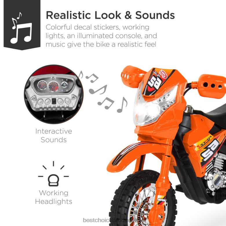 Toy & Game | Best Choice Products6V Kids Electric Ride-On Motorcycle Toy w/ Training Wheels, Lights, Music N62R519 Orange