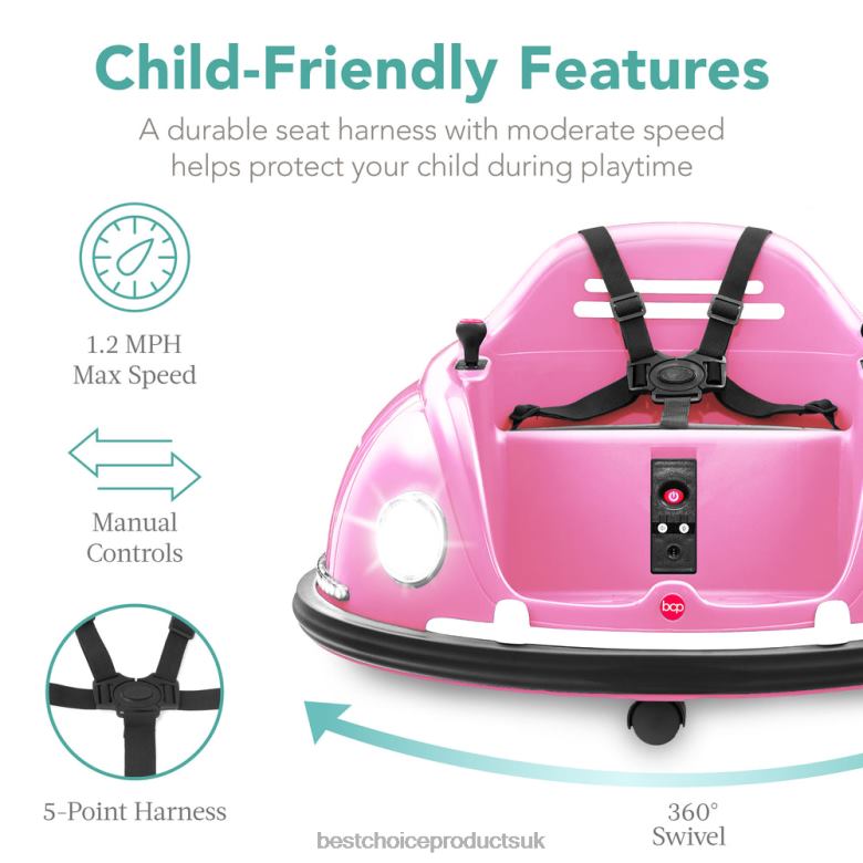 Toy & Game | Best Choice Products6V Kids Ride On Bumper Car Toy w/ Remote, Harness, Lights, 360 Degree Spin N62R502 Pink