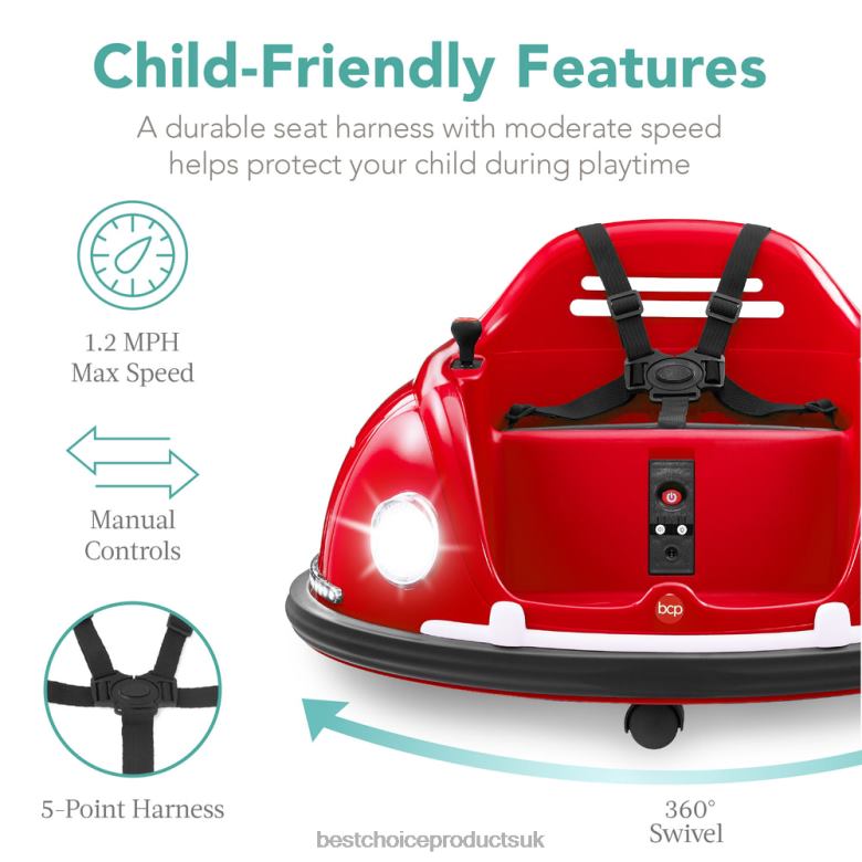 Toy & Game | Best Choice Products6V Kids Ride On Bumper Car Toy w/ Remote, Harness, Lights, 360 Degree Spin N62R503 Red