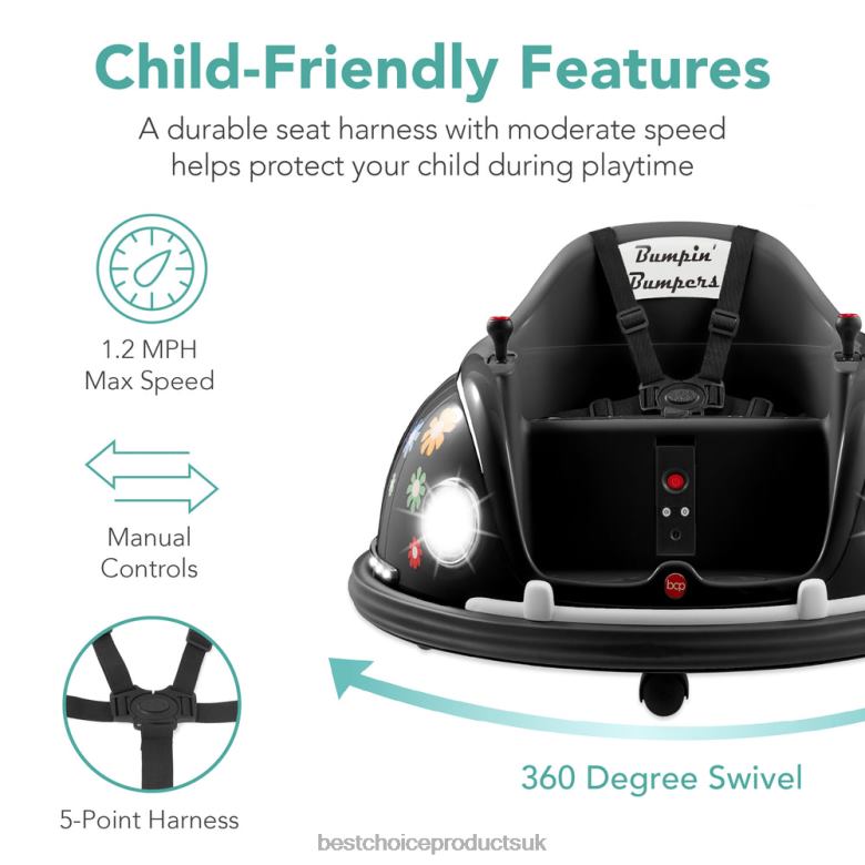 Toy & Game | Best Choice Products6V Kids Ride On Bumper Car Toy w/ Remote, Harness, Lights, 360 Degree Spin N62R507 Black