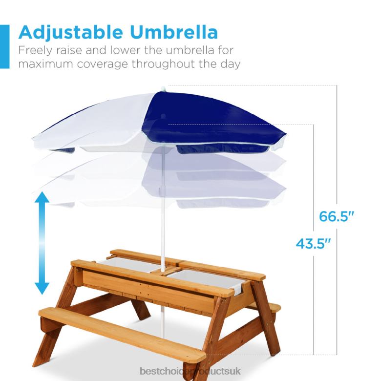 Toy & Game | Best Choice Products3-in-1 Kids Sand & Water Table Outdoor Wood Picnic Table w/ Umbrella N62R1005 Navy