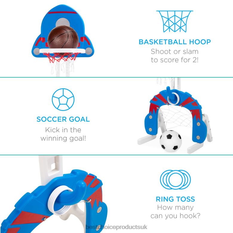 Toy & Game | Best Choice Products3-in-1 Toddler Basketball Hoop Sports Activity Center Play Set N62R479 Blue with Ring Toss
