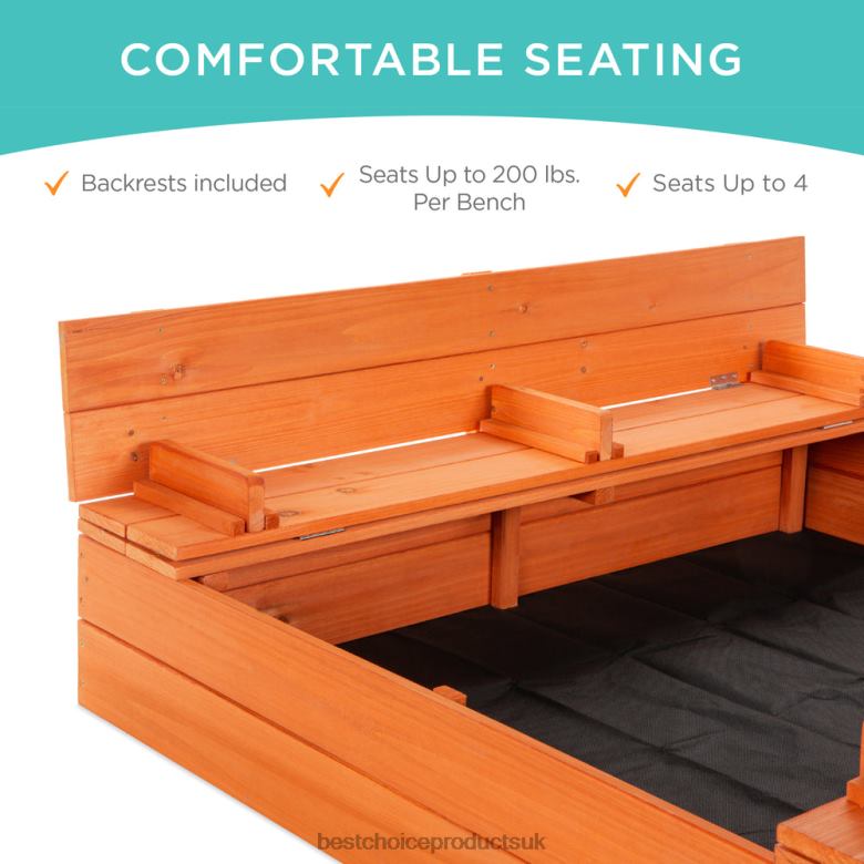 Toy & Game | Best Choice ProductsKids Cedar Sandbox w/ Sand Screen, 2 Benches N62R516 Brown