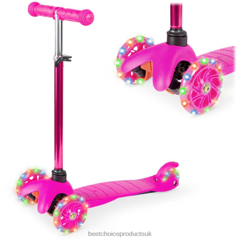 Toy & Game | Best Choice ProductsKids Mini Kick Scooter Toy w/ Colorful Light-Up Wheels, Adjustable T-Bar N62R304 Pink