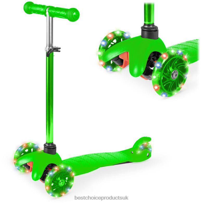 Toy & Game | Best Choice ProductsKids Mini Kick Scooter Toy w/ Colorful Light-Up Wheels, Adjustable T-Bar N62R305 Green