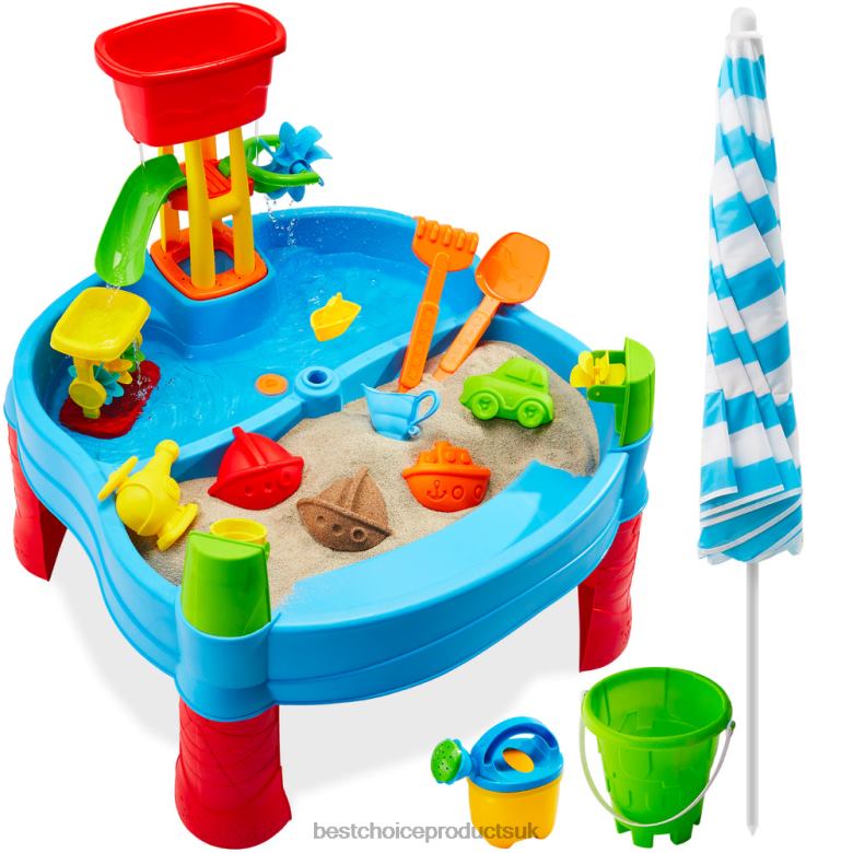 Toy & Game | Best Choice ProductsKids Outdoor Sand & Water Table w/ 18 Accessories, Adjustable Umbrella N62R551 Multicolored