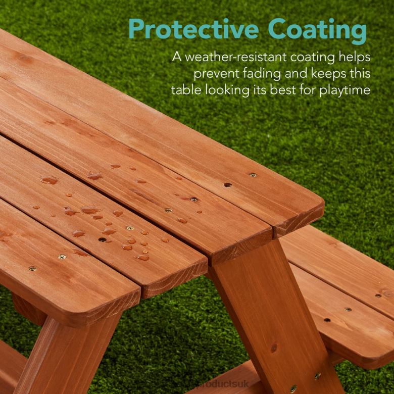 Toy & Game | Best Choice ProductsKids Wooden Outdoor Picnic Table w/ Adjustable Umbrella, Built-In Seats N62R1013 Aqua