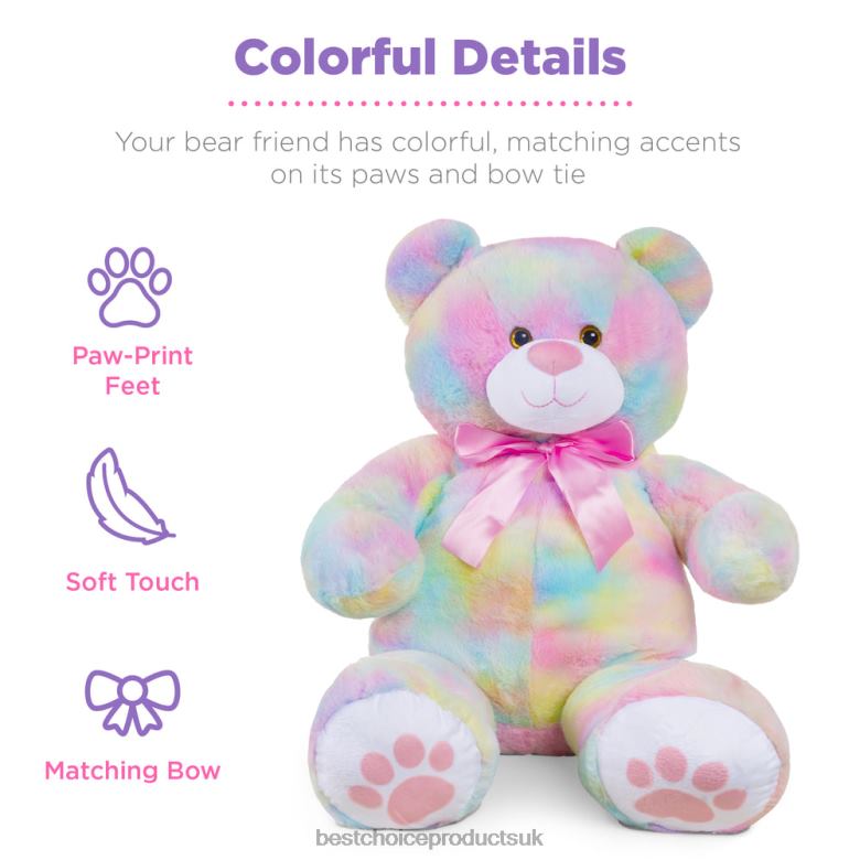 Toy & Game | Best Choice ProductsGiant Plush Teddy Bear Stuffed Animal w/ Bow Tie, Paw Prints N62R482 Pastel